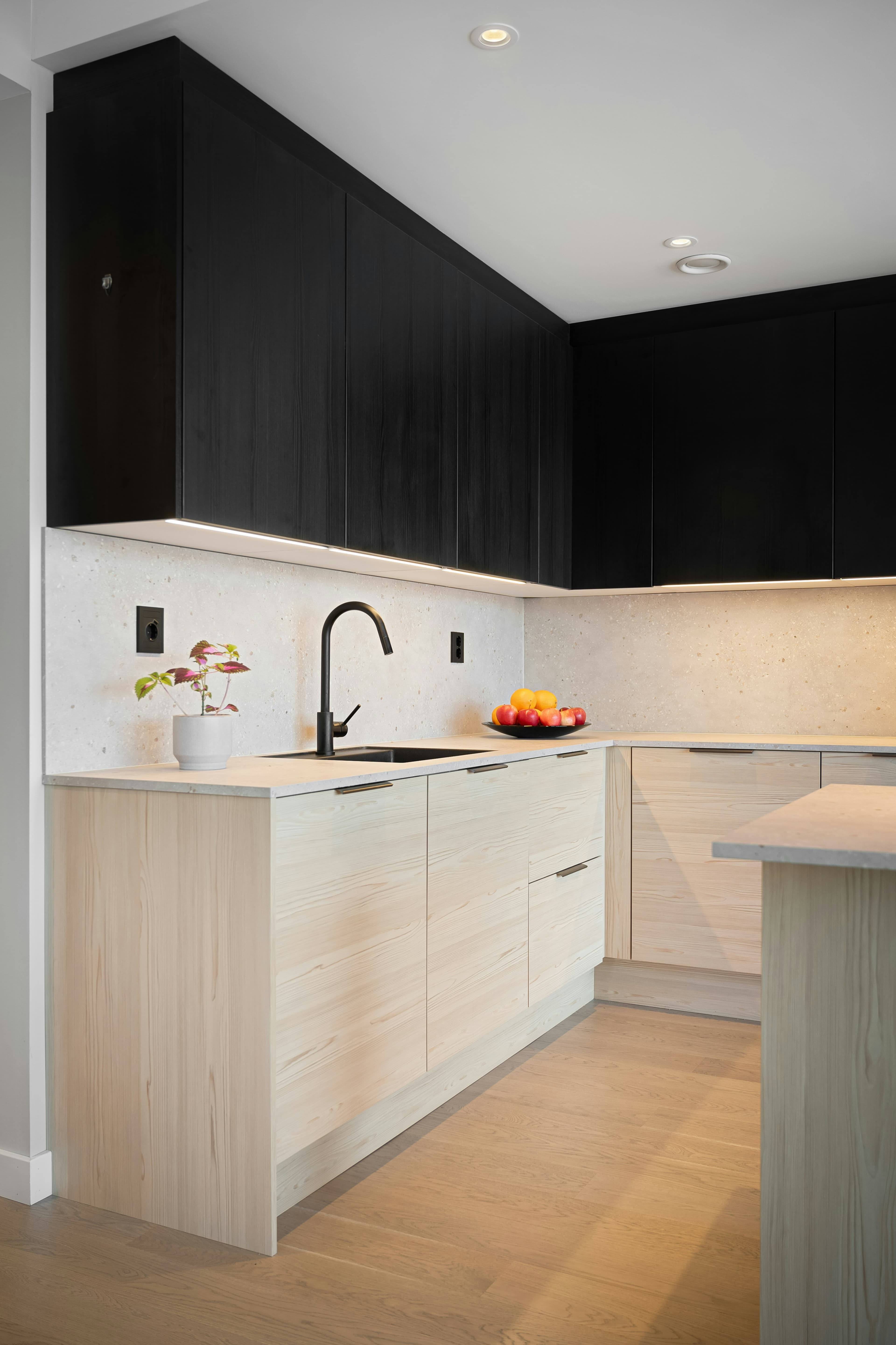 modern living room with neutral tones and cozy sofa